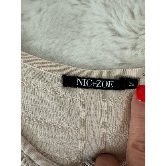 Nic+Zoe Top Womens Medium Tank Crochet Beige Under Shell Career Casual Boho EUC - Picture 5 of 6